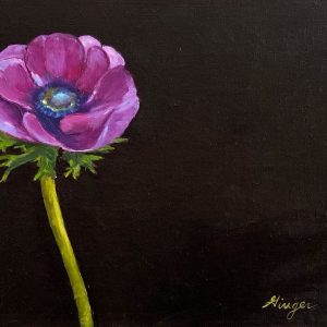 Anemone Oil on Linen Panel - 8x10 inches 2