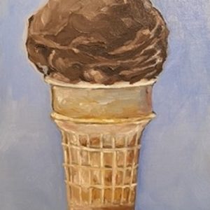 Chocolate Ice Cream Cone?Oil on Linen Panel – 6 x 8 inches Small