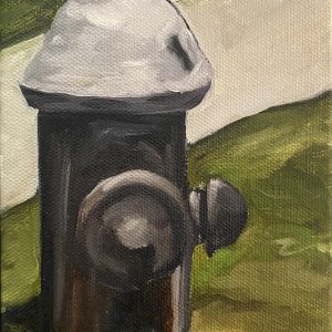 Fire Hydrant-(No. 2 of Queens Series)-Oil on Linen Panel – 5 x 7 inches