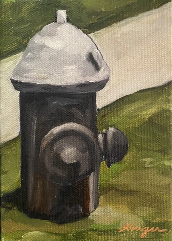 Fire Hydrant-(No. 2 of Queens Series)-Oil on Linen Panel – 5 x 7 inches