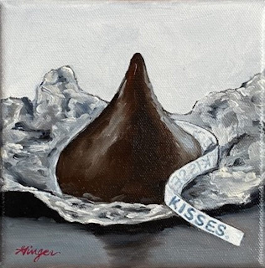Kiss Unwrapped?Oil on Canvas – 6×6 inches Small