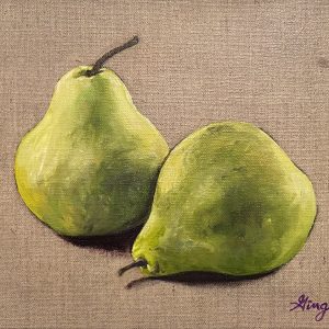 Pair of Pears-Oil on Unbleached Linen Panel – 8 x 10 inches