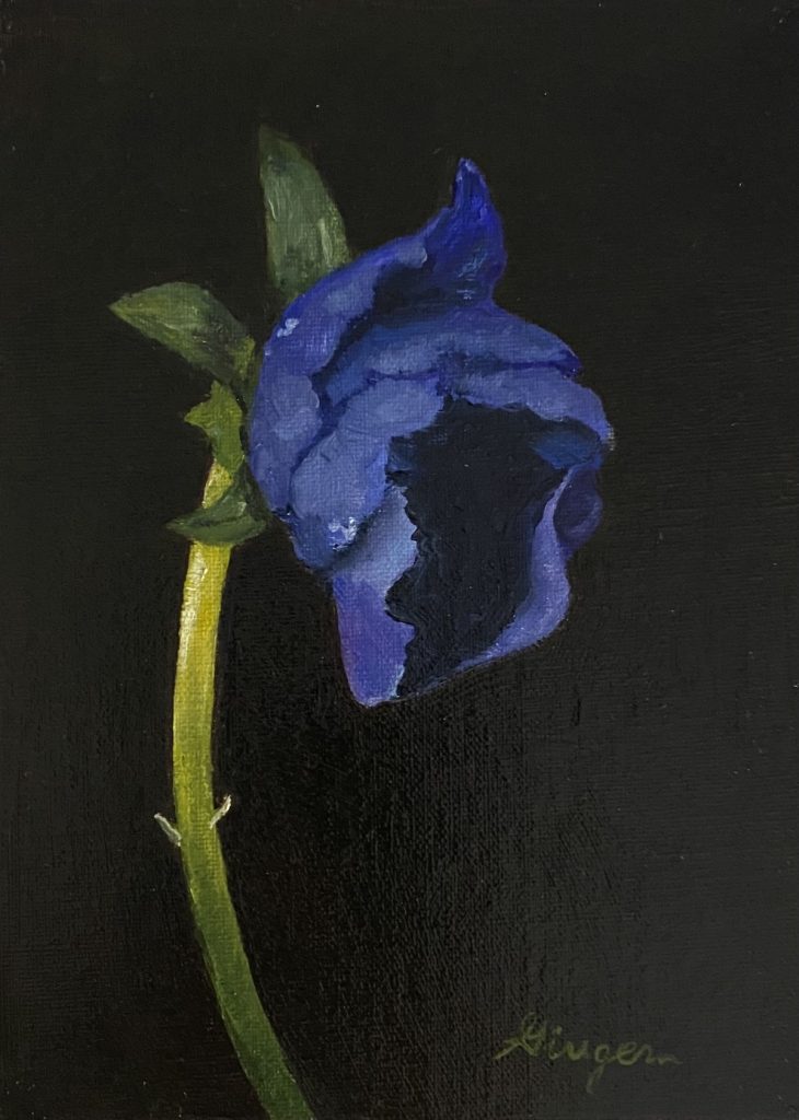 Pansy Bloom Oil on Linen - 5x7 inches