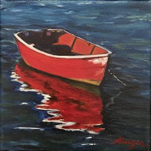 Red Boat-Oil on Canvas – 6 x 6 inches