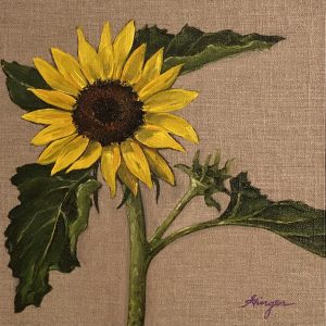 Sunflower Oil on Unbleached Linen - 10x10 inches