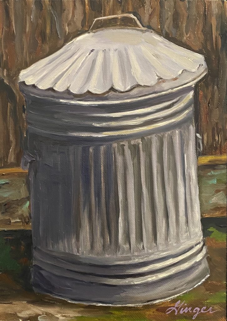 Trash Can-(No. 1 of Queens Series)?Oil on Linen Panel – 5 x 7 inches