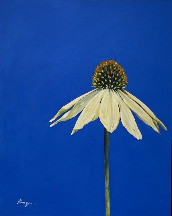 Yellow Coneflower Oil on Wooden Panel - 16x20 inches